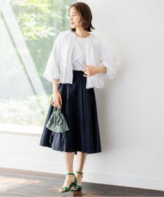 組曲 S 【汗ジミ防止・撥水】GIZAプレーティング天竺 袖フレア Tシャツ