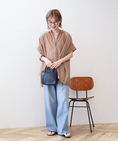 AMERICAN HOLIC 【予約】【WEB限定】イージーケア+接触冷感 フレンチスリーブギャザーシャツ