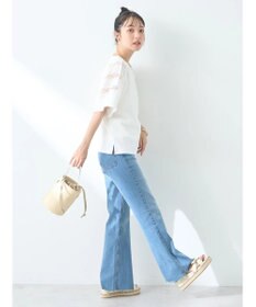 earth music&ecology フレア袖レースプルオーバー