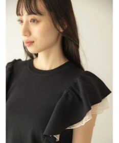 earth music&ecology レースドッキングフリルニットプルオーバー