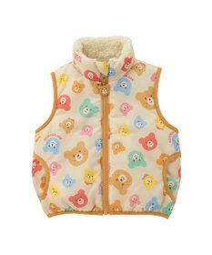 MIKI HOUSE HOT BISCUITS 【80-120cm】 カラフルビーンズ 裏ボアフリース リバーシブル総柄ベスト