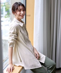 Tiaclasse L 【洗える】コーデュロイシャツチュニックブラウス