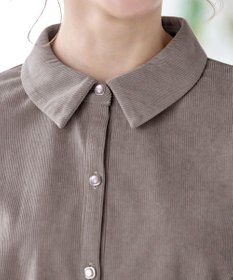 Tiaclasse L 【洗える】コーデュロイシャツチュニックブラウス