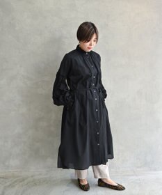 muuc 〈コットン100%強撚糸〉〈2WAY〉〈遠州織物の工場で織られた上質な生地〉〈シースルー〉〈ドライタッチ〉コットンドビーギャザー 羽織り＆ワンピースドレス