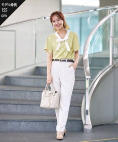 Tiaclasse L 【洗える】配色リボンタイブラウス