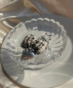 WEGO ツイードリボンハートキーホルダー