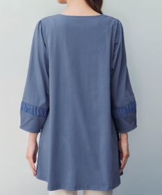 Tiaclasse L ランタンパフ袖カットソー切替チュニック