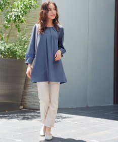 Tiaclasse L ランタンパフ袖カットソー切替チュニック