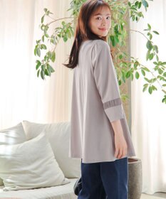 Tiaclasse L ランタンパフ袖カットソー切替チュニック