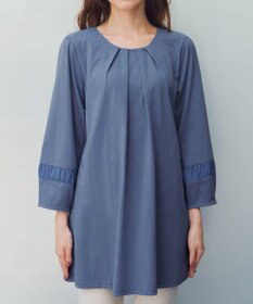 Tiaclasse L ランタンパフ袖カットソー切替チュニック