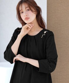 Tiaclasse L ランタンパフ袖カットソー切替チュニック