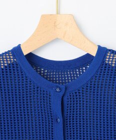 組曲 L 【前後着用可】メッシュ5分袖ニット カーディガン