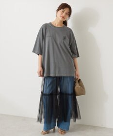 AMERICAN HOLIC 【WEB限定】ピグメント5分袖ロゴプルオーバー