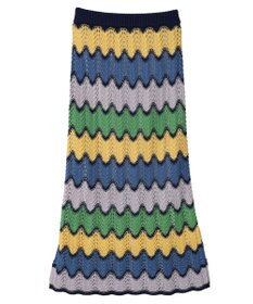 Green Parks 透かし編みマルチボーダースカート