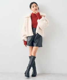 earth music&ecology リバーシブルフェイクムートンショートブルゾン