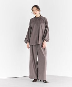 #Newans 【洗濯機可/しわになりにくい】シャーリングネック ボリュームスリーブブラウス