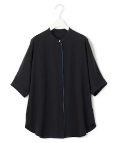 ICB 【接触冷感・UVケア・速乾】BackSatinAmunzen 5分袖バンドカラーブラウス