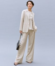 自由区 【カタログ掲載・セットアップ対応・セレモニー・ハレの日・通勤】テクスチャードスーツストレートワイド パンツ