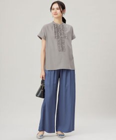 自由区 【洗える】ソフトリネンフリルディティール ブラウス