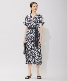 ICB 【洗える】 ウォーターフラワープリント ワンピース