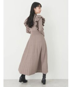 earth music&ecology ショルダーフリルニットワンピース