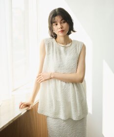 #Newans 【金子綾さんインスタライブご紹介アイテム】（セットアップ可能）ふくれジャガード ペプラムブラウス