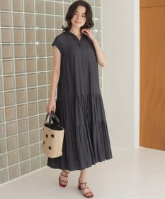 組曲 L 【WEB限定】ギャザーライトデシン ティアードワンピース