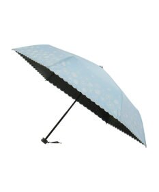 MOONBAT 【遮光率100％/遮熱/UV】LANVIN en Bleu (ランバン オン ブルー)晴雨兼用日傘 フラワーグリッター シルバースカラ刺繍 花柄 折りたたみ傘 簡単開閉