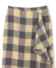 BEIGE， HOBBS / フェイクレザーポケットウールチェックラップスカート