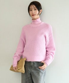 UNFILO 【野呂佳代さん着用】ふわふわニット メッシュプルオーバー ピンク