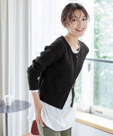 Tiaclasse L 【洗える】ダブルジップリブ編みカーディガン