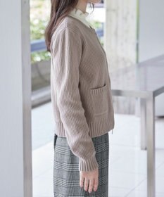 Tiaclasse L 【洗える】ダブルジップリブ編みカーディガン