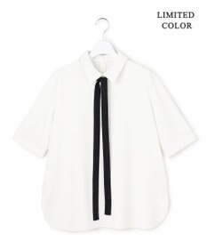 ICB 【先行予約・WEB限定カラーあり】マラボーテライトジョーゼット 半袖ボウタイ付きシャツカラートップス