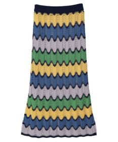 Green Parks 透かし編みマルチボーダースカート