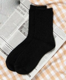 WEGO 【あったか】ぽかぽか裏起毛ハートケーブルソックス