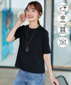 Tiaclasse L 【小倉優子さん着用・洗える・接触冷感・汗ジミ防止】“サマさまカットソー”ハーフスリーブベーシックトップス