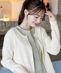 Tiaclasse L 【洗える】ダブルジップリブ編みカーディガン