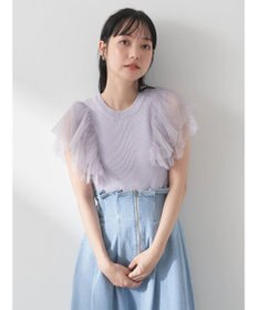 earth music&ecology 袖レースリブニットプルオーバー