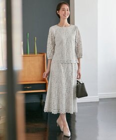 自由区 【XSサイズ～/洗える/セット可】フラワーコードレース ペプラムブラウス