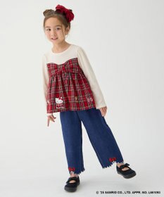 ANY KIDS 【ハローキティ×ANY KIDS】ドッキング刺繍 長袖Tシャツ