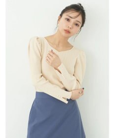 earth music&ecology ハートネック袖パールニットプルオーバー