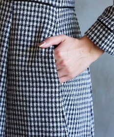 Tiaclasse 【洗える】ツイード配色フレアワンピース