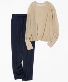 ICB 【MAG×スタイリストコラボ】シャイニーシアーニット×サテンストレートパンツ