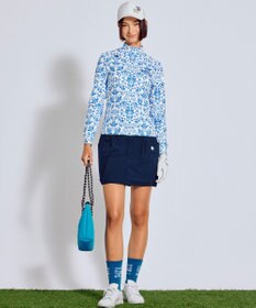 PW CIRCULUS 【吸水速乾 / UV遮蔽率99.5% UVカット / ストレッチ】【WOMEN】DELFT総柄 ロングスリーブモックT ゴルフウェア レディース