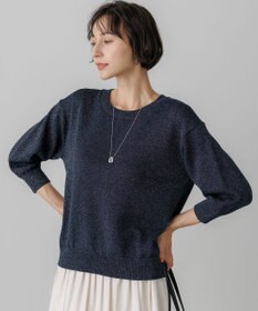 23区 コットンストレッチルレックス  パフスリーブ ラメ ニット