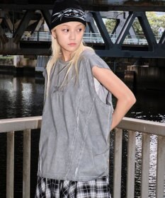 WEGO 【ユニセックス着用ITEM/MLサイズ展開】コールドダイスウィッチングロゴノースリーブ