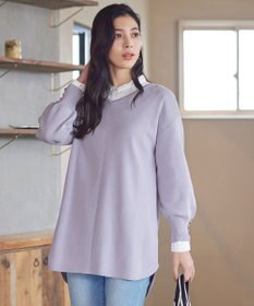 Tiaclasse 【洗える】Vネックラウンドヘムニットチュニック