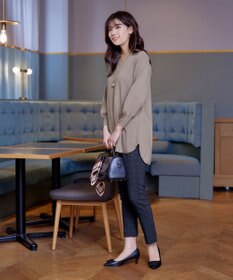 Tiaclasse 【洗える】Vネックラウンドヘムニットチュニック