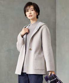 J.PRESS LADIES 【リバーシブル】ウールナイロン リバー フーデッドコート