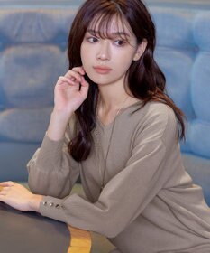 Tiaclasse L 【洗える】Vネックラウンドヘムニットチュニック